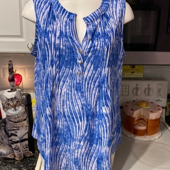 P Notations casual sleeveless stretch blue plus size top 1X - Picture 1 of 4